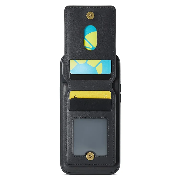 Étui magnétique MAGKING K1 série pour iPhone 14 en PC+TPU+PU avec porte-cartes - Noir