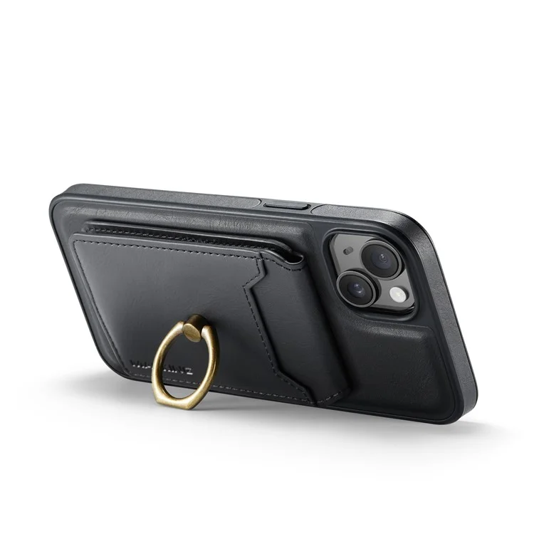 Étui magnétique MAGKING K1 série pour iPhone 14 en PC+TPU+PU avec porte-cartes - Noir