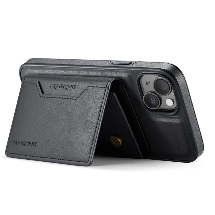 MAGKING K2 Serie Hülle für iPhone 13 kompatibel mit MagSafe PC+TPU+PU Handyhülle - Schwarz