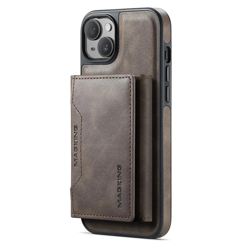 MAGKING K2 Series For iPhone 13 Case Compatible with MagSafe PC+TPU+PU Phone Cover - Coffee