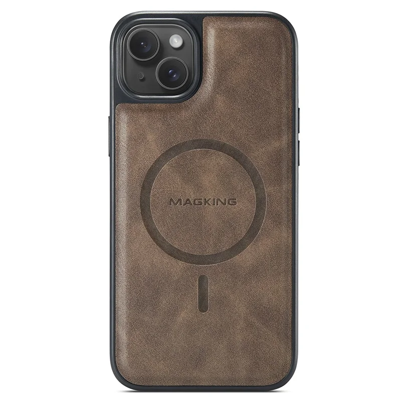 MAGKING K2 Series For iPhone 13 Case Compatible with MagSafe PC+TPU+PU Phone Cover - Coffee