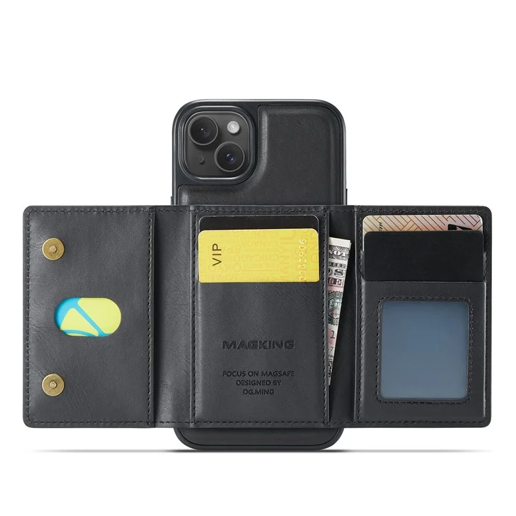 Capa MAGKING K2 Series compatível com iPhone 14 com MagSafe, PC + TPU + PU - Preta