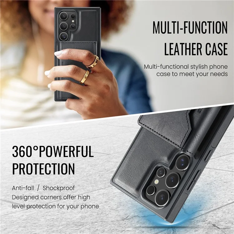 Étui pour Samsung Galaxy S23 Ultra de la série MAGKING K2 compatible avec MagSafe, en PC+TPU+PU - Noir