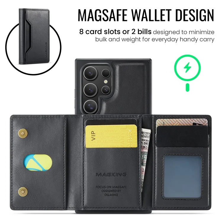 Étui pour Samsung Galaxy S23 Ultra de la série MAGKING K2 compatible avec MagSafe, en PC+TPU+PU - Noir