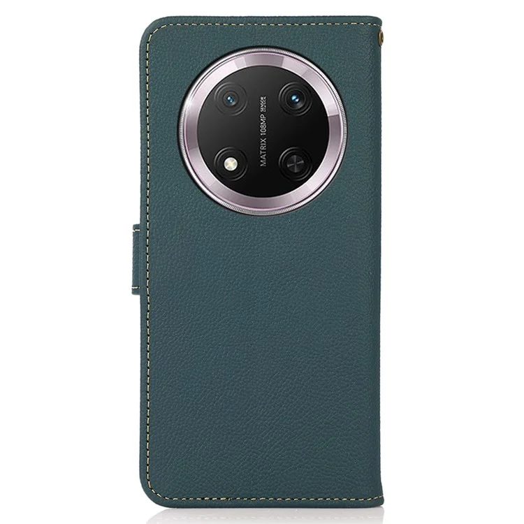 Étui portefeuille pour téléphone KHAZNEH For Honor X9c 5G en cuir de vache véritable - Vert