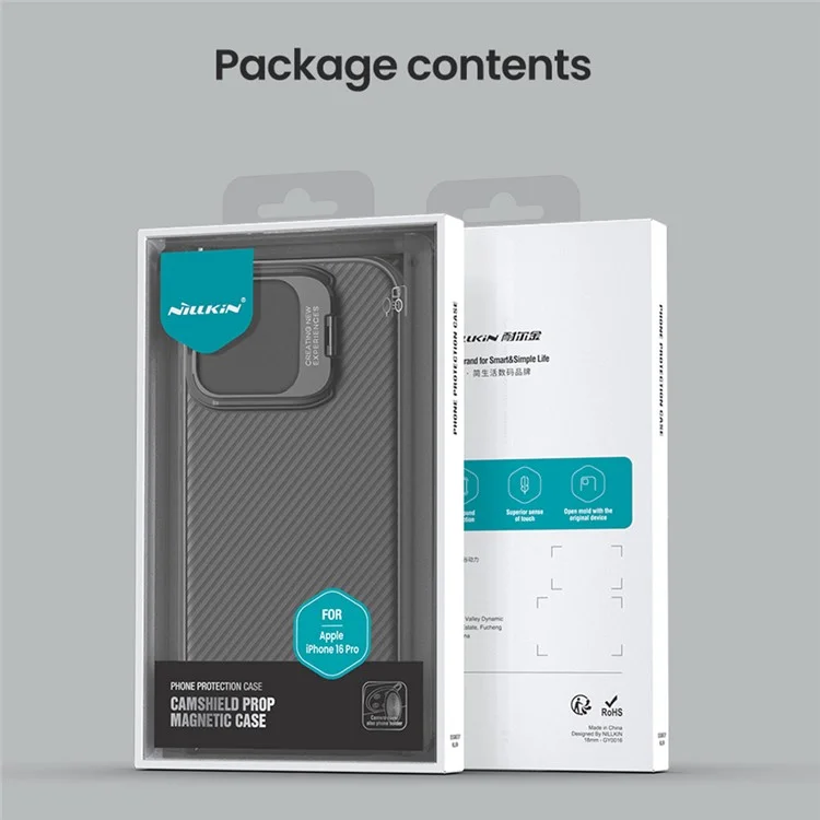 Capa NILLKIN Camshield Prop Series para iPhone 16 Pro Compatível com MagSafe Capa de telefone TPU+PC com moldura de lente