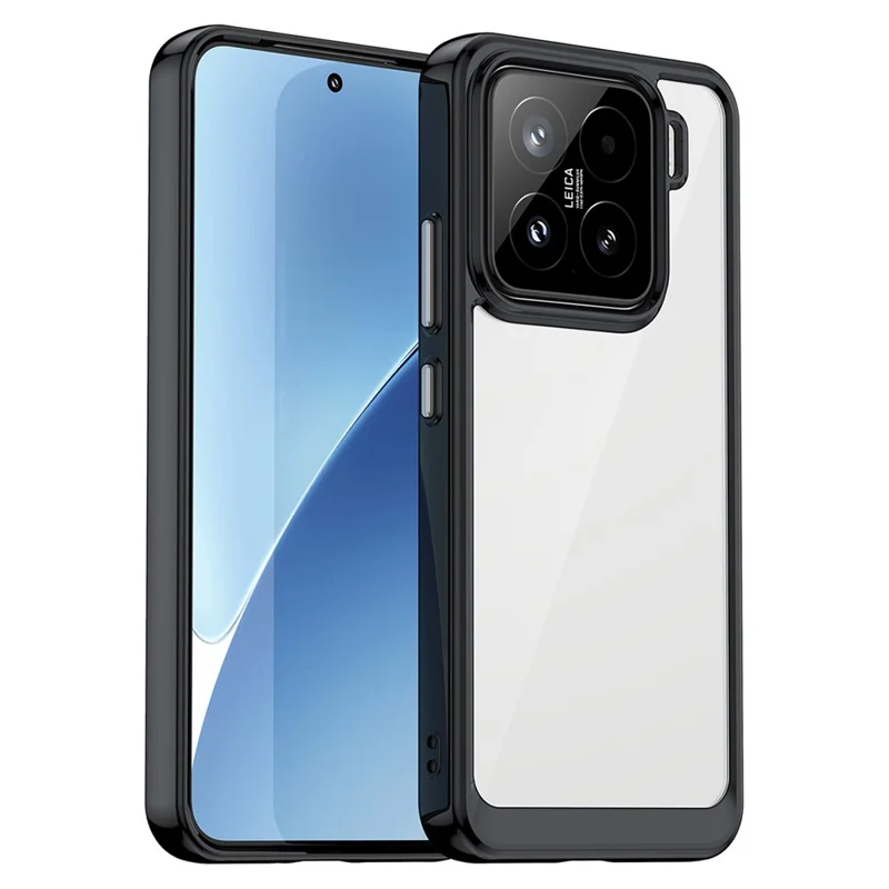 Voor Xiaomi 15 Hoesje TPU+Acryl Beschermend Transparant Telefoonhoesje - Zwart