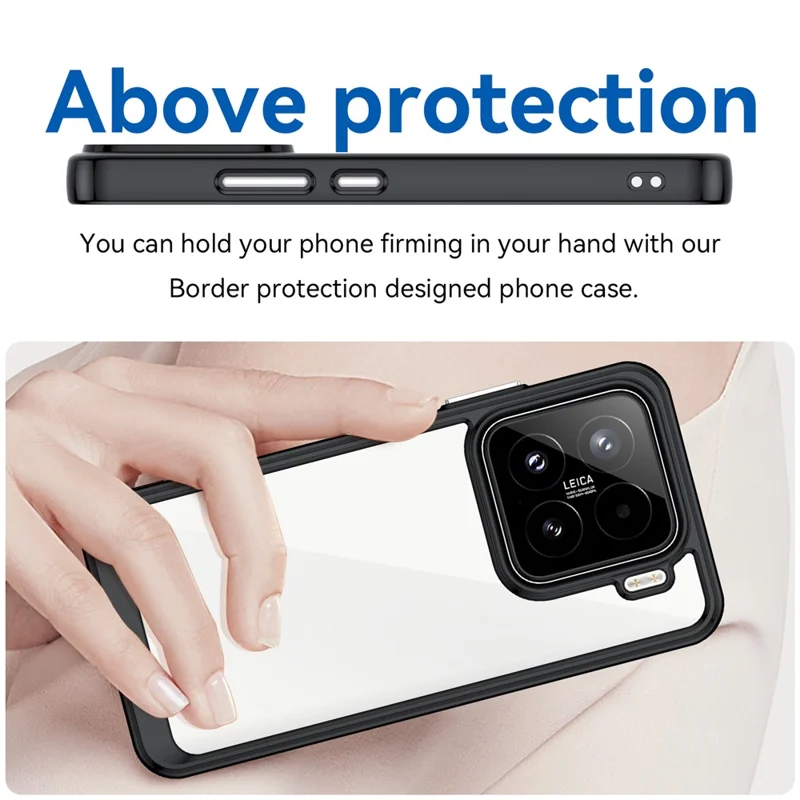 Voor Xiaomi 15 Hoesje TPU+Acryl Beschermend Transparant Telefoonhoesje - Zwart