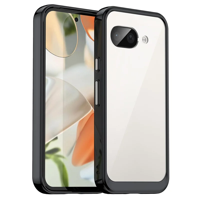 For Google Pixel 9a Case TPU+Acrylic Protective Clear Phone Cover - Black