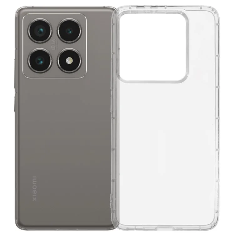 Capa de telefone transparente de TPU para Xiaomi 14T Pro com proteção de airbag (grande orifício para a lente traseira)
