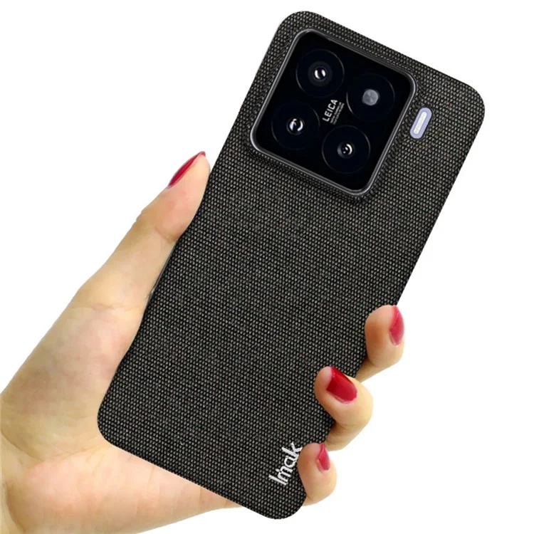 Funda IMAK Ruiyi Series para Xiaomi 15 / 15 Custom Edition Clásica textura de tela de cuero + PC - Negro