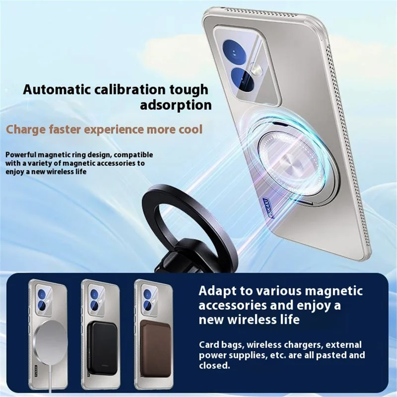 For Honor 100 5G Case Compatible with MagSafe Kickstand TPU+PC Heat Dissipation Phone Cover - Grey