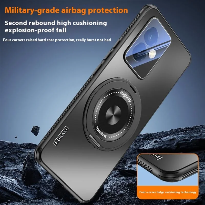 For Honor 100 5G Case Compatible with MagSafe Kickstand TPU+PC Heat Dissipation Phone Cover - Grey
