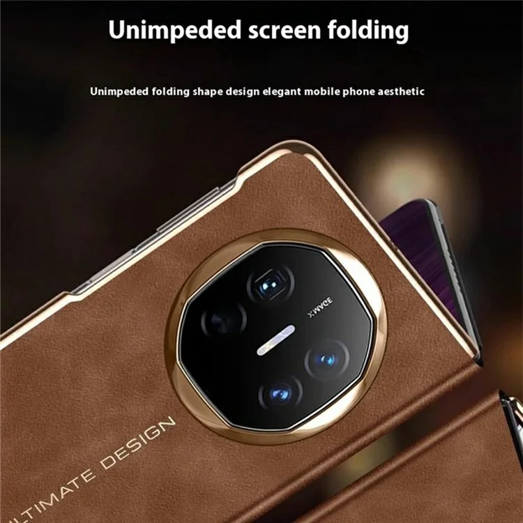 For Huawei Mate X6 Case Leather Protective Cover with Smart Window Auto Wake Up - Black  /  Gold