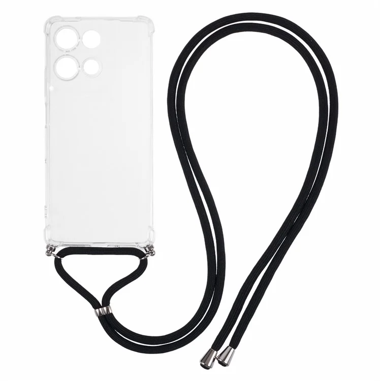 Custodia per Motorola Moto G75 5G, rinforzata agli angoli, in TPU trasparente, con cordino.