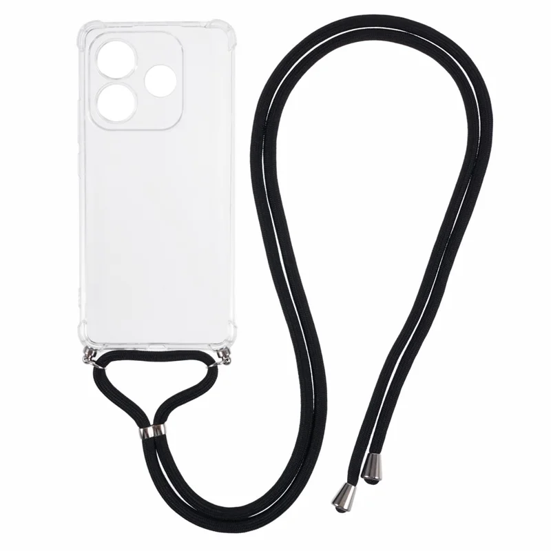 Funda para Xiaomi Redmi Note 14 5G, reforzada en las esquinas, de TPU transparente, con cordón.