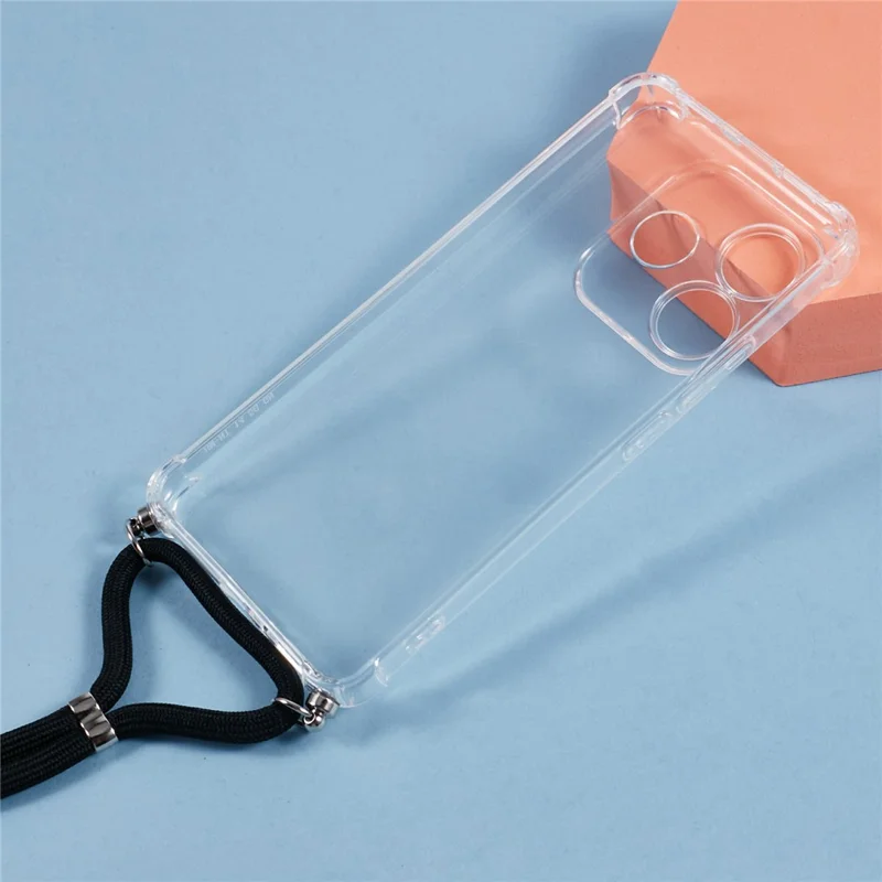 Funda para Xiaomi Redmi Note 14 5G, reforzada en las esquinas, de TPU transparente, con cordón.