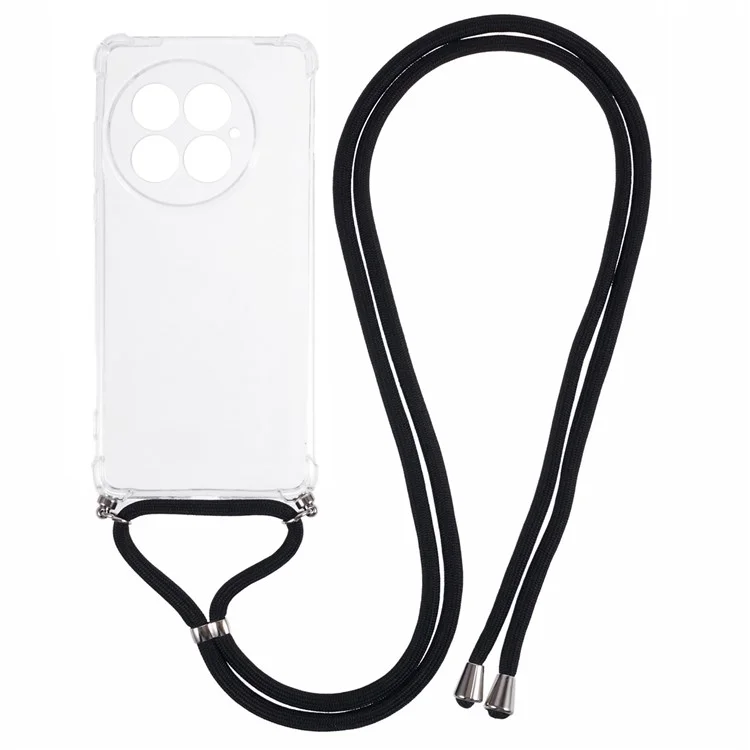 Funda para OnePlus 13 con esquinas reforzadas, tapa de teléfono transparente de TPU con cordón.