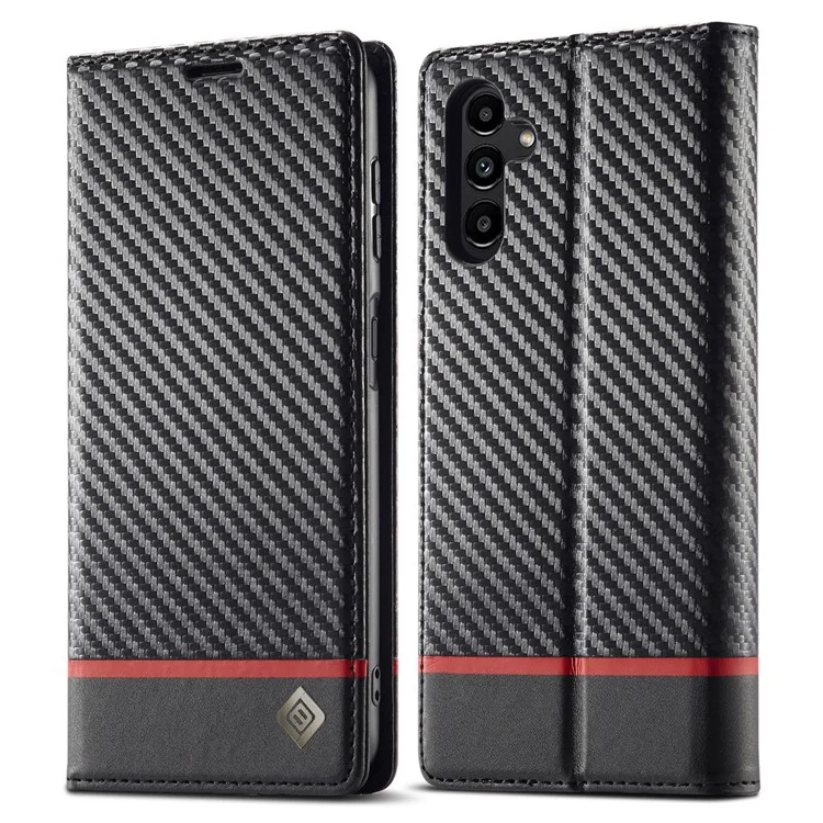 Чехол для Samsung Galaxy S25+ от LC.IMEEKE, с текстурой из углеродного волокна, подставкой и слотом для карт - с горизонтальными полосками.
