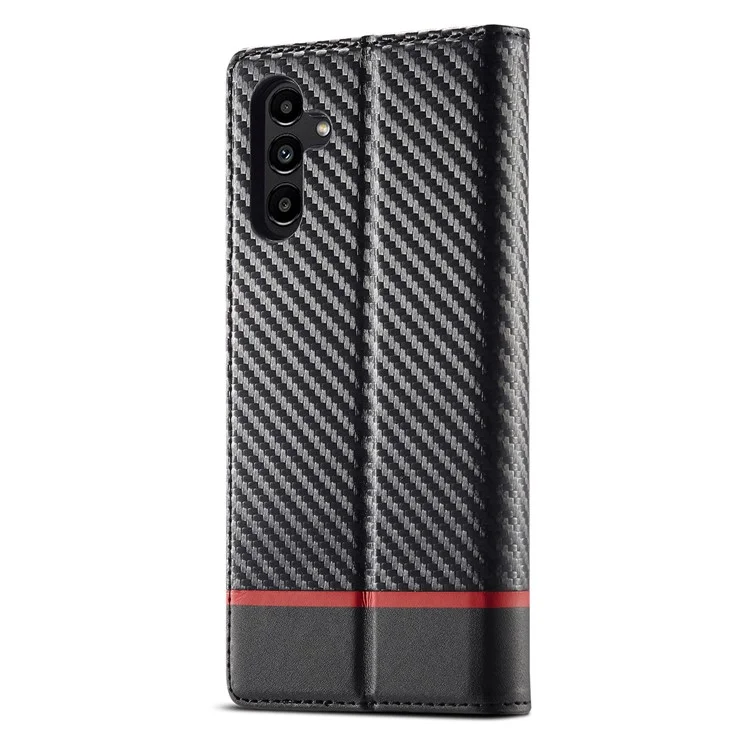 Чехол для Samsung Galaxy S25+ от LC.IMEEKE, с текстурой из углеродного волокна, подставкой и слотом для карт - с горизонтальными полосками.
