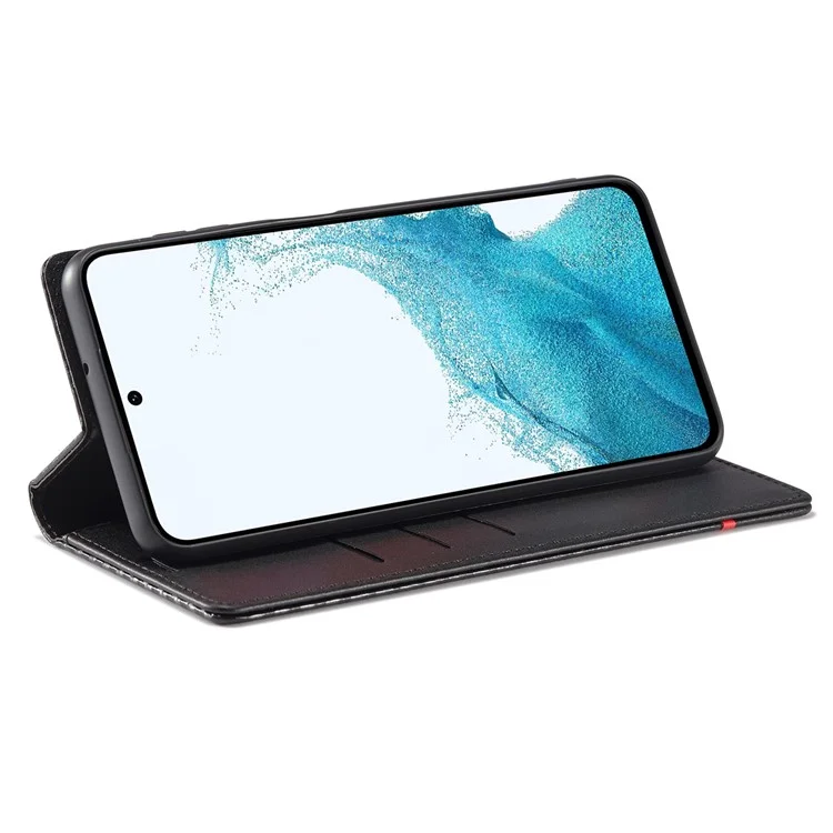Чехол для Samsung Galaxy S25+ от LC.IMEEKE, с текстурой из углеродного волокна, подставкой и слотом для карт - с горизонтальными полосками.