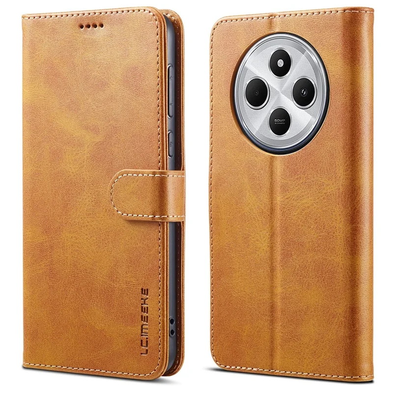 LC.IMEEKE For Xiaomi Redmi A4 5G Case Calf Texture PU Leather Stand Wallet Phone Cover - Yellow