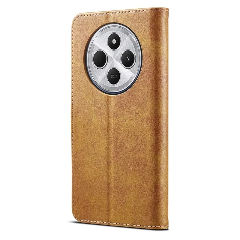 LC.IMEEKE For Xiaomi Redmi A4 5G Case Calf Texture PU Leather Stand Wallet Phone Cover - Yellow