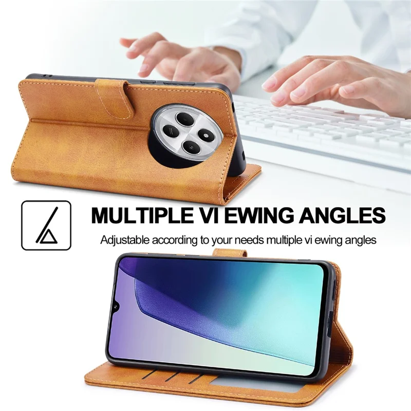 LC.IMEEKE For Xiaomi Redmi A4 5G Case Calf Texture PU Leather Stand Wallet Phone Cover - Yellow