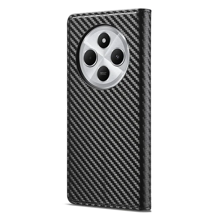 Capa para Xiaomi Redmi A4 5G da LC.IMEEKE, com textura de fibra de carbono, suporte e porta-cartões - Listras verticais