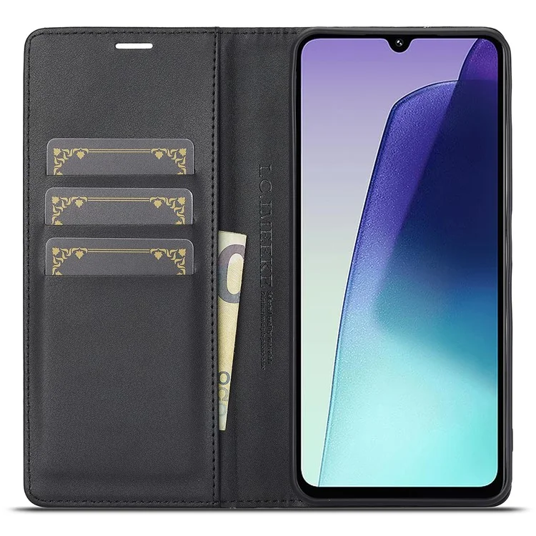 Capa para Xiaomi Redmi A4 5G da LC.IMEEKE, com textura de fibra de carbono, suporte e porta-cartões - Listras verticais