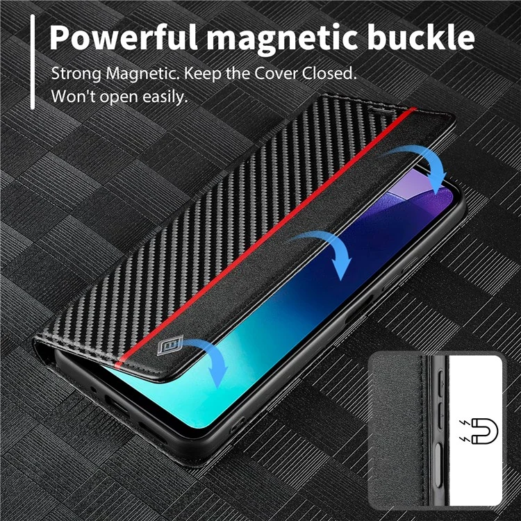 Capa para Xiaomi Redmi A4 5G da LC.IMEEKE, com textura de fibra de carbono, suporte e porta-cartões - Listras verticais