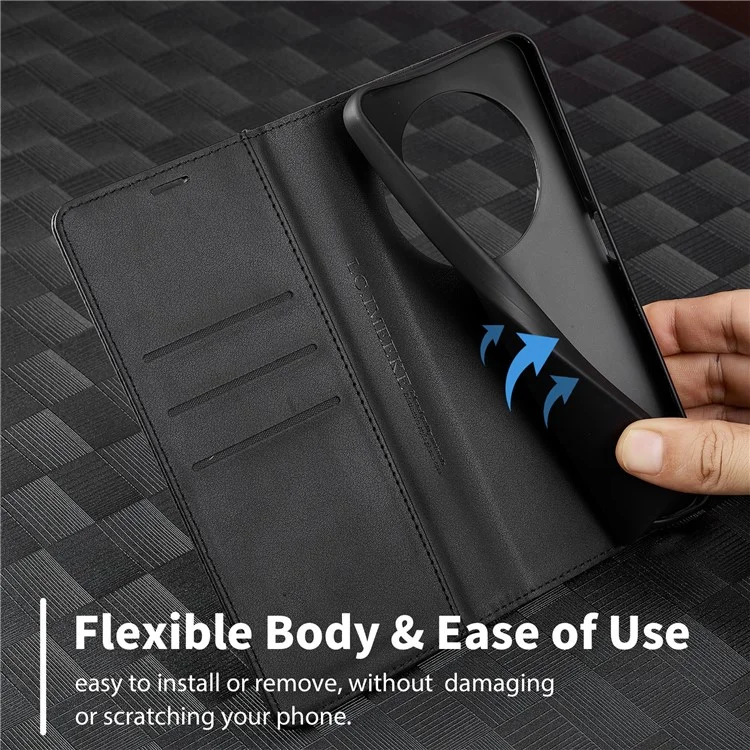 Capa para Xiaomi Redmi A4 5G da LC.IMEEKE, com textura de fibra de carbono, suporte e porta-cartões - Listras verticais