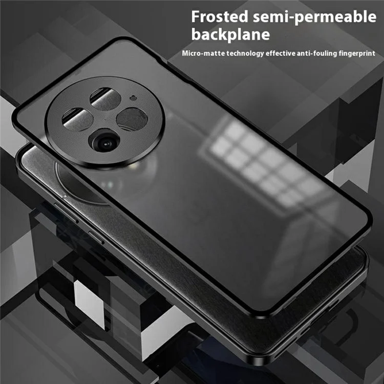 Capa fosca para OnePlus 13 de liga de alumínio + PC, com trava de pressão - Preta
