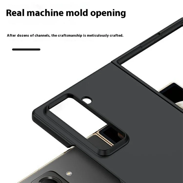 Étui spécial pour Samsung Galaxy Z Fold / W25 avec revêtement de peau tactile en PC rigide - Noir