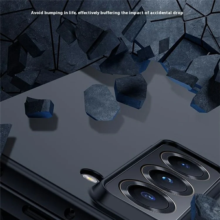 Étui spécial pour Samsung Galaxy Z Fold / W25 avec revêtement de peau tactile en PC rigide - Noir