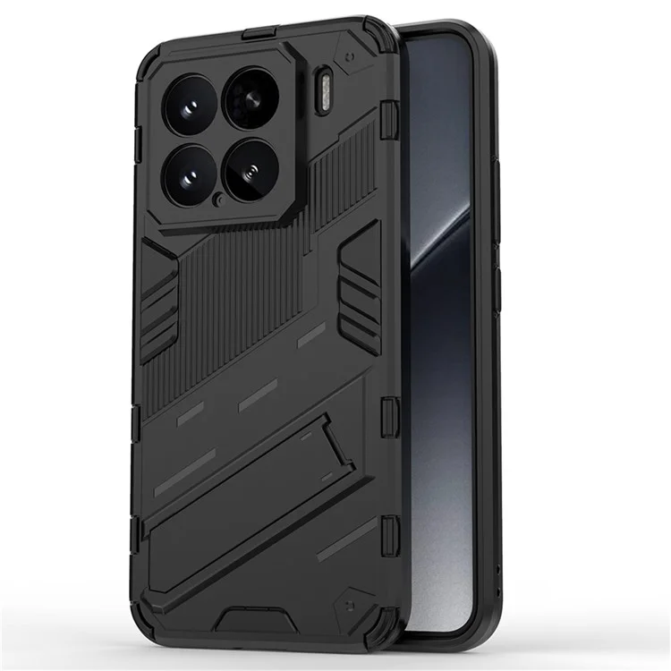 Für Xiaomi 15 Hülle PC+TPU stoßfeste Handyhülle mit Ständer - Schwarz