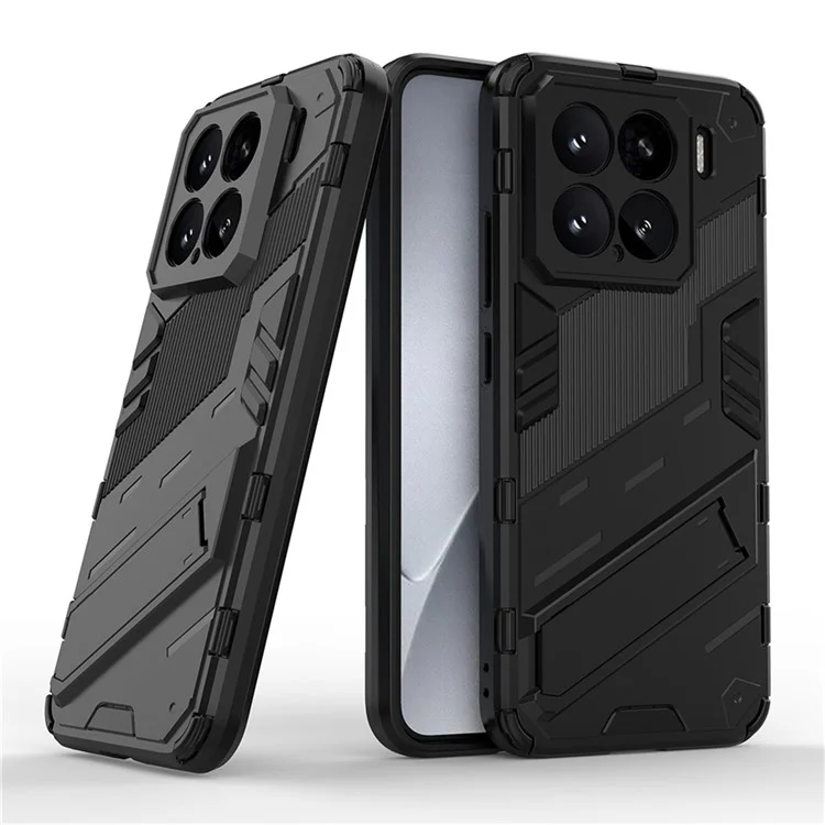 Für Xiaomi 15 Hülle PC+TPU stoßfeste Handyhülle mit Ständer - Schwarz
