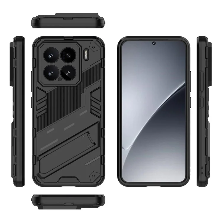 Für Xiaomi 15 Hülle PC+TPU stoßfeste Handyhülle mit Ständer - Schwarz
