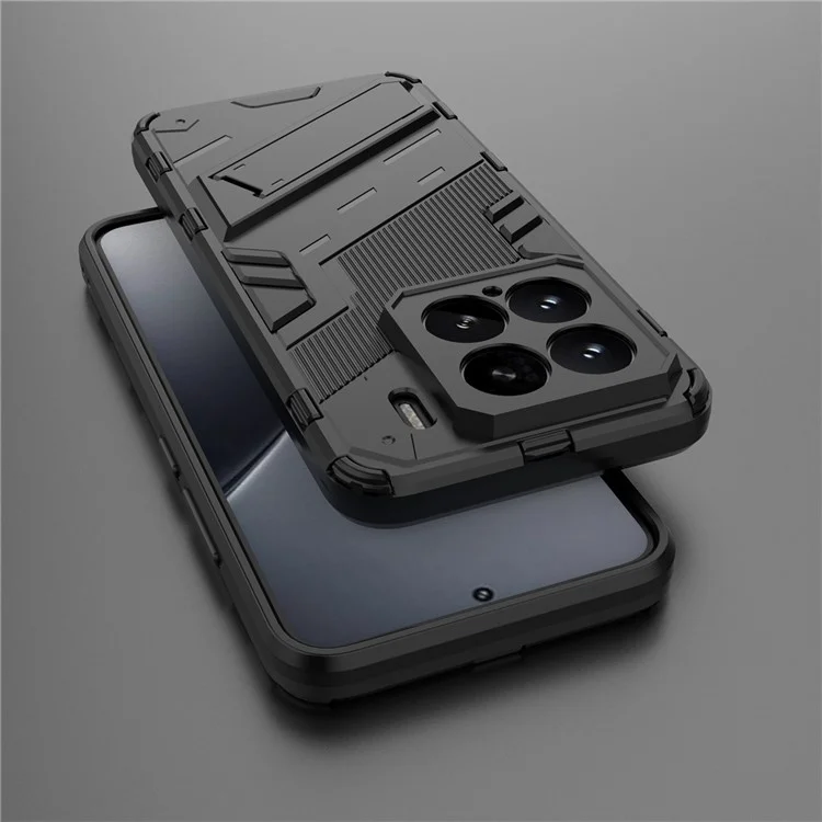 Für Xiaomi 15 Hülle PC+TPU stoßfeste Handyhülle mit Ständer - Schwarz