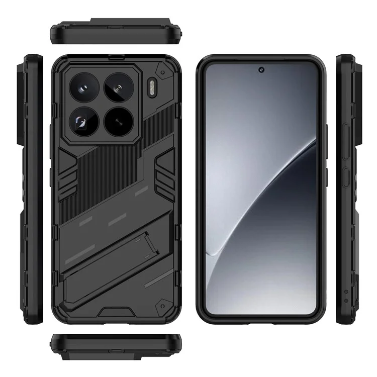 Funda para Xiaomi 15 Pro de PC+TPU a prueba de golpes con soporte - Negro