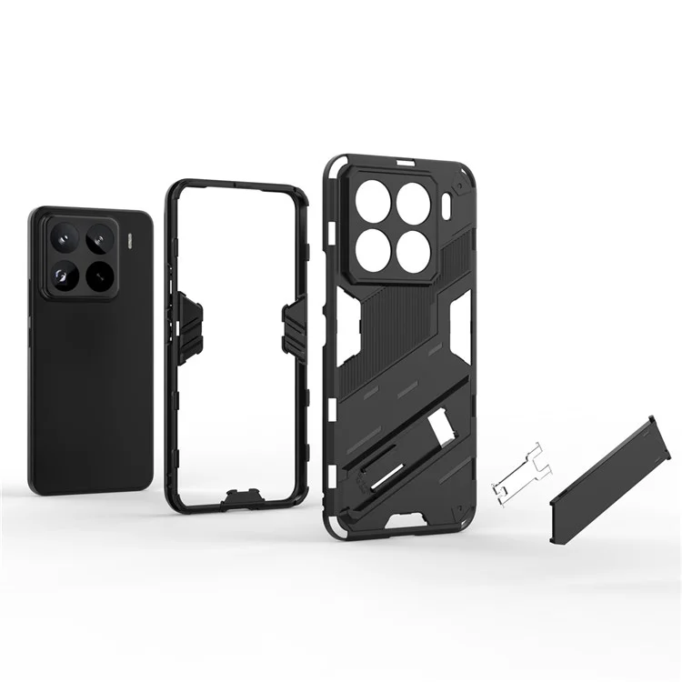 Funda para Xiaomi 15 Pro de PC+TPU a prueba de golpes con soporte - Negro