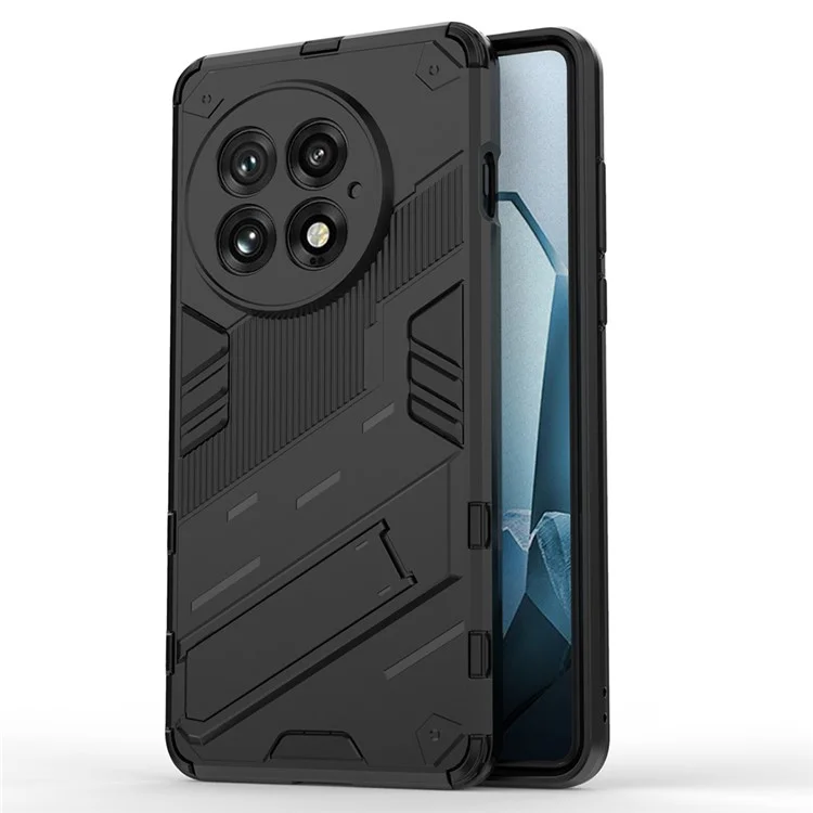 Für OnePlus 13 Hülle PC+TPU stoßfeste Handyhülle mit Ständer - Schwarz