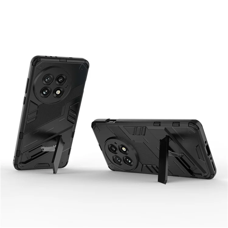Für OnePlus 13 Hülle PC+TPU stoßfeste Handyhülle mit Ständer - Schwarz