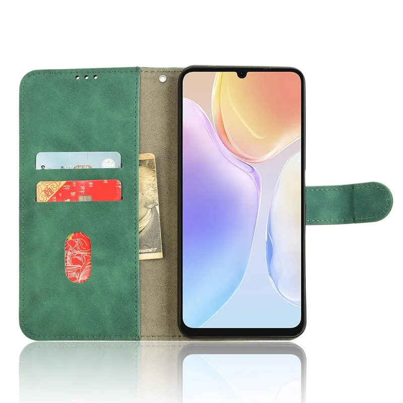 For Ulefone Note 20 Pro Leather Case Skin-Feel Anti-Drop Wallet Flip Phone Cover - Green