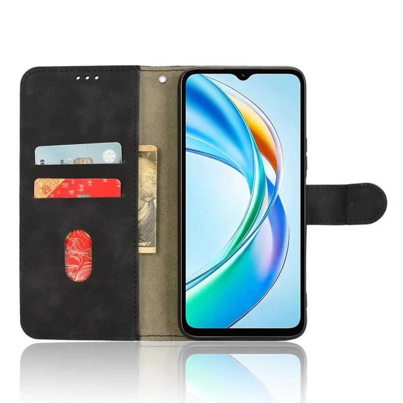 Futera skórzana na Honor X5b, etui typu portfel z funkcją podpierania i magnesem, odporno na upadek, czarne
