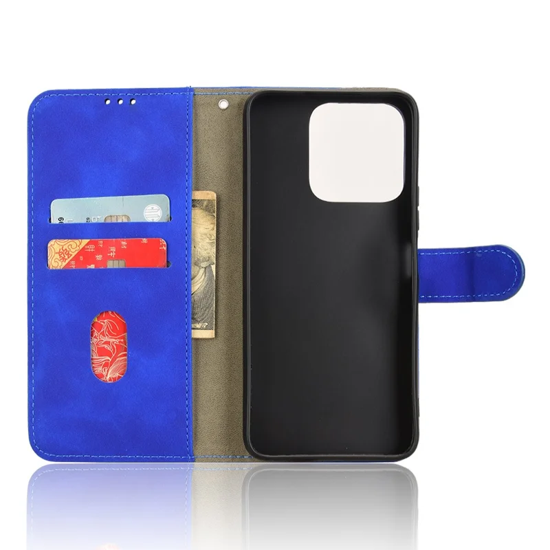 For Honor X5b Leather Case Skin-Feel Anti-Drop Wallet Flip Phone Cover - Blue