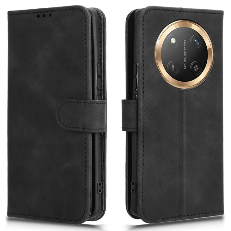 For Honor X60 Pro 5G / X9c 5G Lederetui Haptik-Gefühl Anti-Drop Wallet Flip Handyhülle - Schwarz