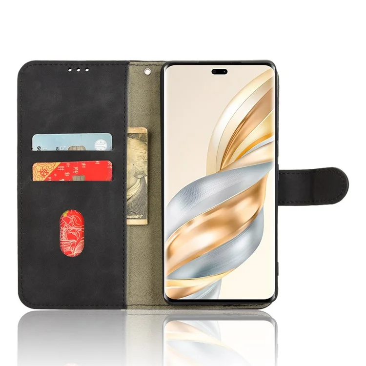For Honor X60 Pro 5G / X9c 5G Lederetui Haptik-Gefühl Anti-Drop Wallet Flip Handyhülle - Schwarz