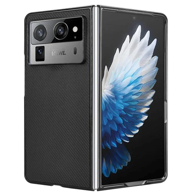 Для TECNO Phantom V Fold2 чехол с текстурой из углеродного волокна, ударопрочный ПУ+ПК чехол для телефона - черный