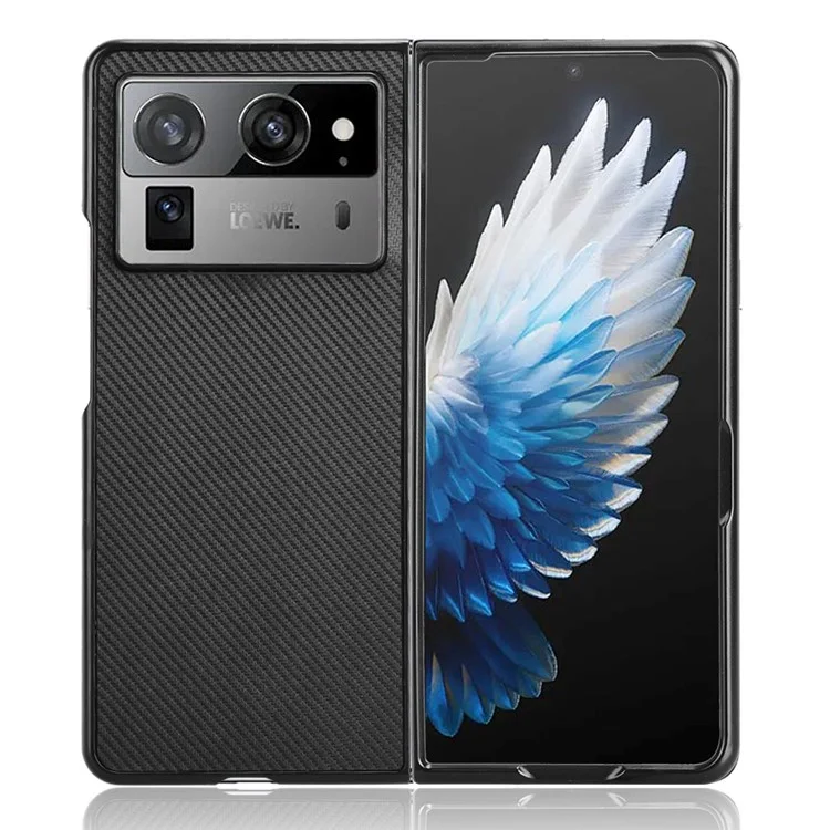 Для TECNO Phantom V Fold2 чехол с текстурой из углеродного волокна, ударопрочный ПУ+ПК чехол для телефона - черный
